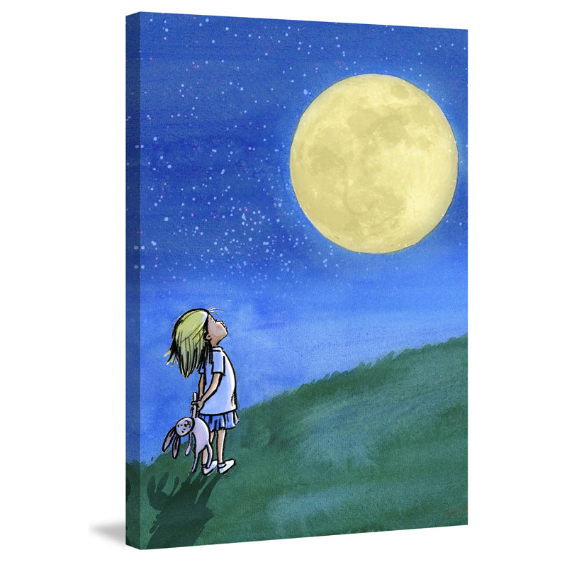 « fille et lune » par phyllis harris, reproduction d’art sur toile tendue, H 24 po x l 16 po x P 1,5 po