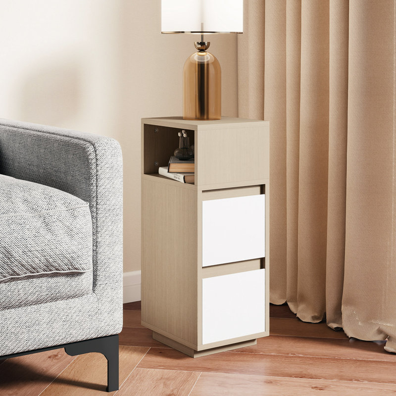 25cm W Particle Board Bedside Table, Natural Wood Finish