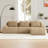 Modern L-Shaped Modular Sectional Sofa With Flannelette Fabric, Oversized 3-Seater, Movable Ottoman, And No Assembly Required