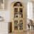 71.4" Arched Farmhouse Bookcase with Glass Doors, Wooden Display Cabinet for Living Room, Kitchen-1889285913