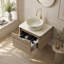 Meuble-lavabo de 24 po avec lavabo, armoire de rangement flottante en contreplaqué avec tiroir, lavabo en céramique à motif de pierre et plateau en pierre à motif de travertin, pré-assemblé