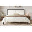 Structure de lit plateforme en bois massif avec tête de lit tapissier en velours beige, aucun sommier nécessaire-221746082-221746081