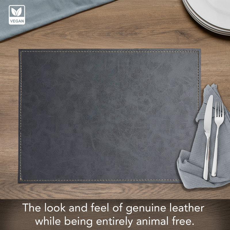 Ensemble de 4 napperons en cuir luxueux gris vegan, Gris