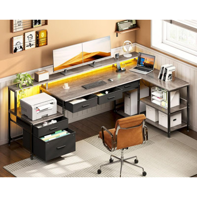 L Shaped Desk With 5 File Drawers by 17 Stories