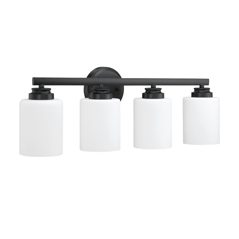 Abdulkadyr 4 - Light Dimmable Vanity Light, Flat Black, White Frosted