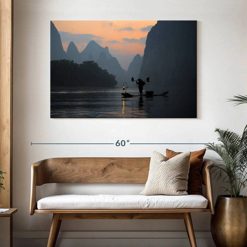 Senne Li River Twilight Fishing, 32" H x 48" W