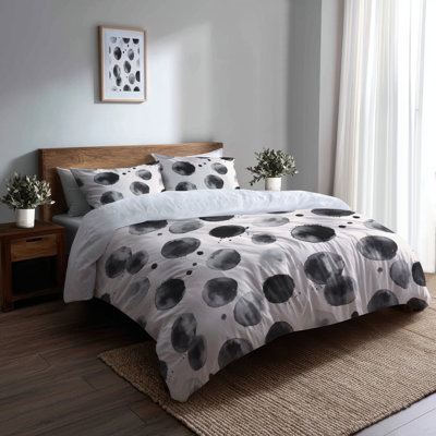 Abstract Bedding Set Of 3 - Modern Quiet Graphite Duvet Cover And Throw Pillow Set