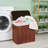 Natural Bamboo Laundry Hamper With Lid & Handles, Removable Liner, Ideal For Bathroom, Bedroom, Laundry Room-1284519475-1284519477