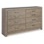 Commode double à six tiroirs Brorfelde