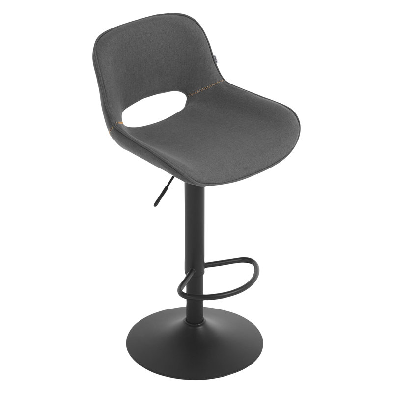 Swivel Upholstered Adjustable Height Counter Stool with Metal Frame, Grey