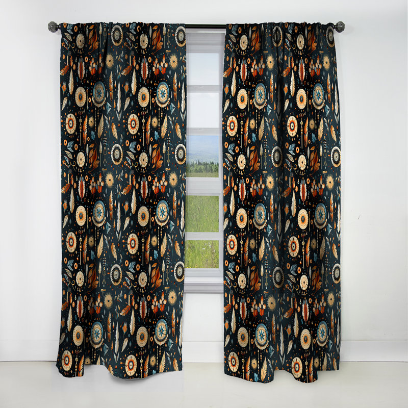 Motif rétro Boho de nomade Ii - rideau abstrait boho - rideau occultant abstrait - 1 panneau, L 52 po x L 95 po