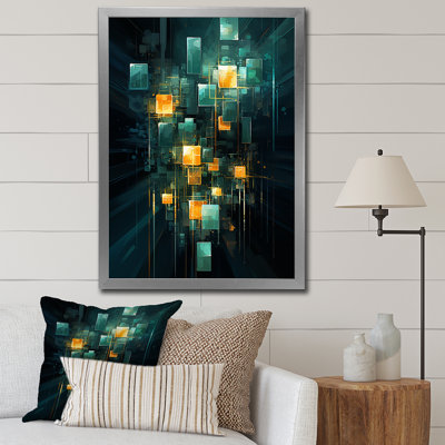 Illumination de désir cubique turquoise sur toile