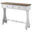 Console blanche antique à 2 tiroirs - Maximisez l'espace pour les articles quotidiens. Mouvement fluide avec glissières latérales en bois.