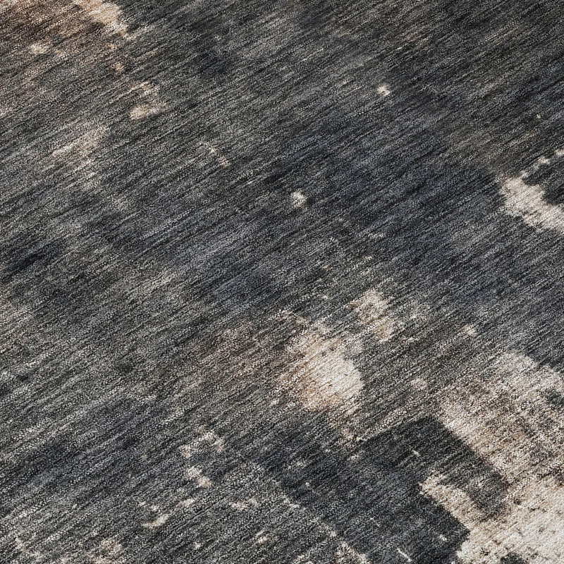 Taupe and Black Abstract Washable Indoor/Outdoor Rug