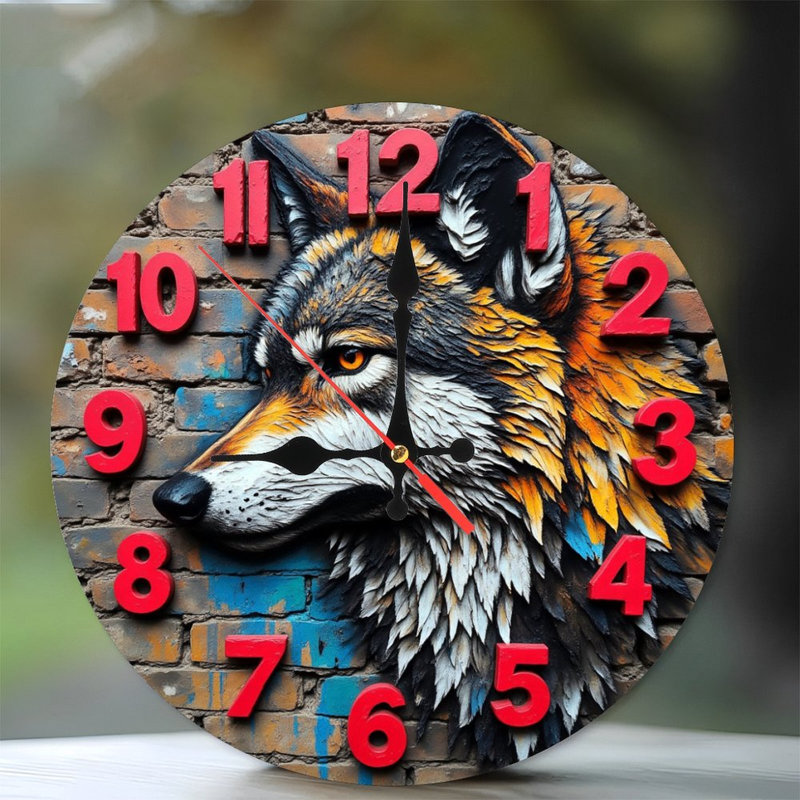 Horloge décorative loup