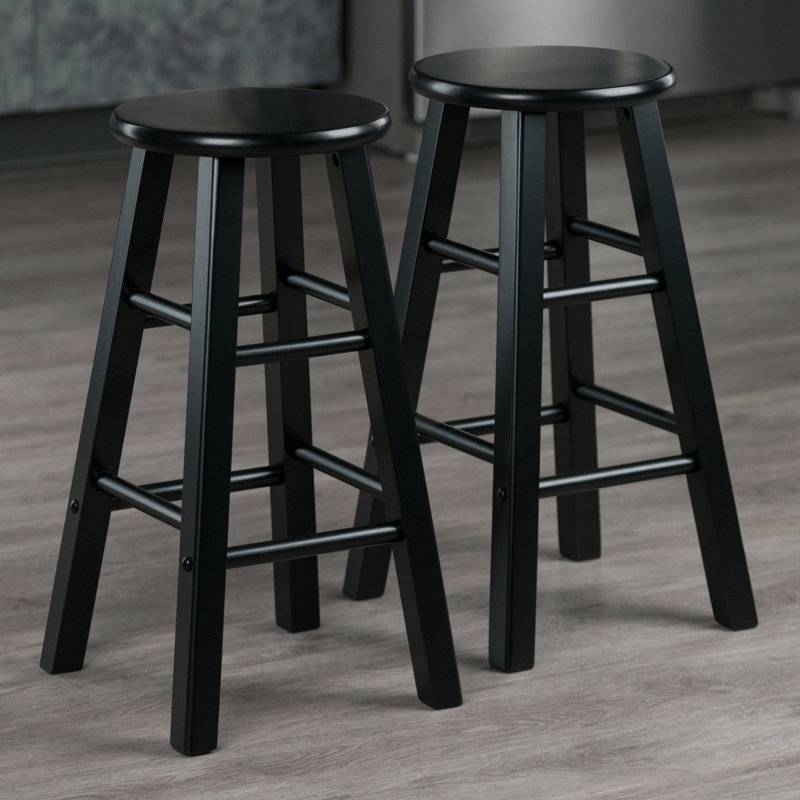 Ivy Square Leg Stool, Black, 2, Short Stool (23.86" Seat Height)