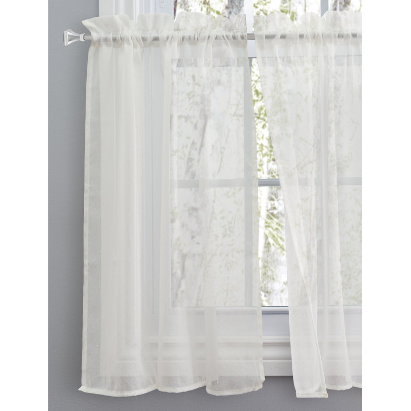 Matarranz Delicate Sheer Tailored Pair/Cafe Curtain in Various Sizes (Set of 2), Ivory, 55" W x 36" H