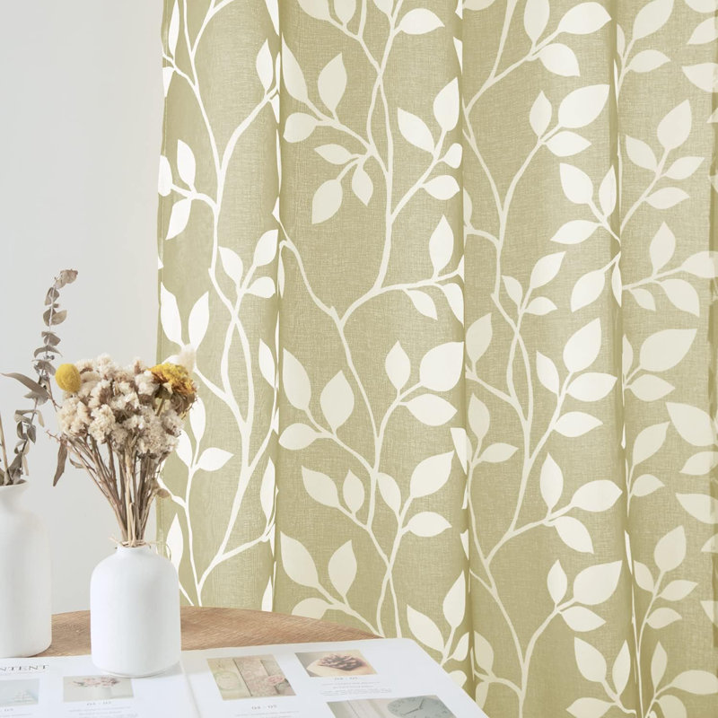 Betancur Semi Sheer Curtain Pair, Taupe, 52" W x 63" L