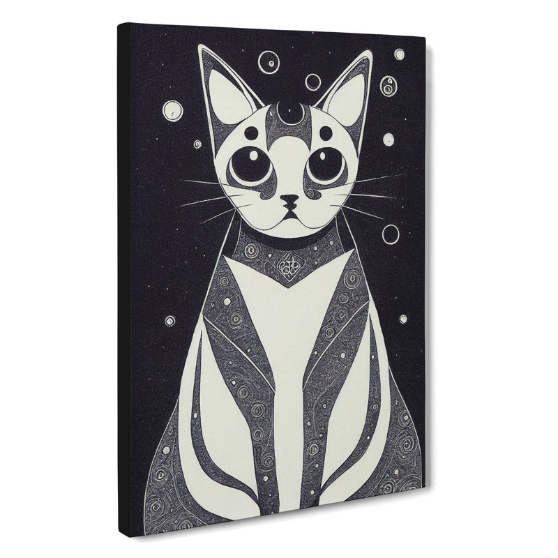 Mystical Cat Abstract - Wrapped Canvas, 76cm H x 50cm W x 3cm D