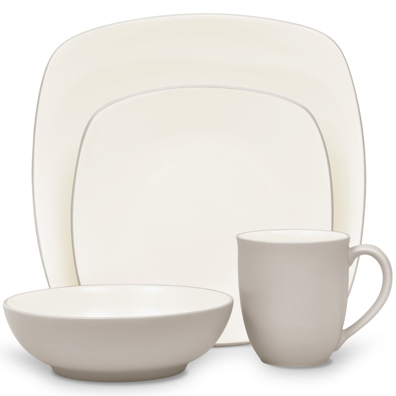 Noritake Colorwave Square 4-Piece Place Setting, Service for 1, Sand