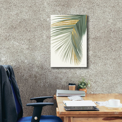 "Epic Graffiti" Retro Big Leaf 2 Reversed Green Gold "par Danhui Nai, art mural sur toile