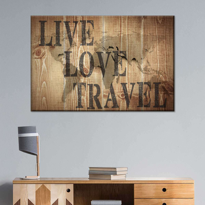 «Live Love Travel Map», reproduction sur toile, H 8 po x l 12 po x P 1 po