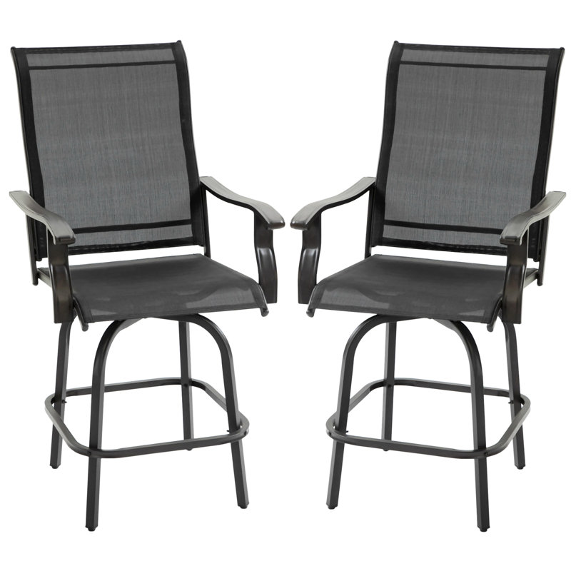 Tabouret de comptoir d'extérieur 25,25 po Tandis, Noir