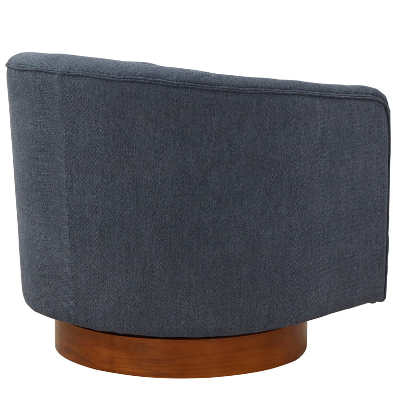 Chaise bleue avec chenille et base pivotante brune à 360 degrés, sans assemblage de tissu, Bleu