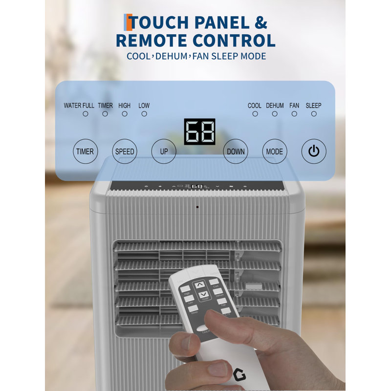 Climatiseur portatif 10000 BTU 3-en-1 climatiseur portatif avec télécommande et ensemble de fenêtre refroidissant jusqu'à 420 pieds carrés pour la maison / bureau / dortoir gris