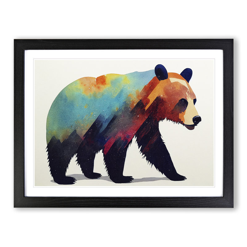 Watercolour Bear Vol.2 Abstract - Framed Print, Black Framed, 34cm H x 46cm W x 2cm D