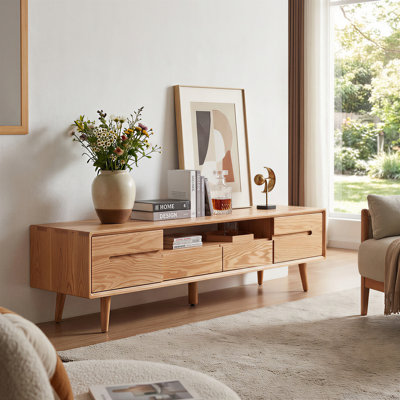 Solid Wood TV Stand Crafted from North American Oak Elegant and Functional Furniture for Living Room Modern Design Suitable for Entertainment Center