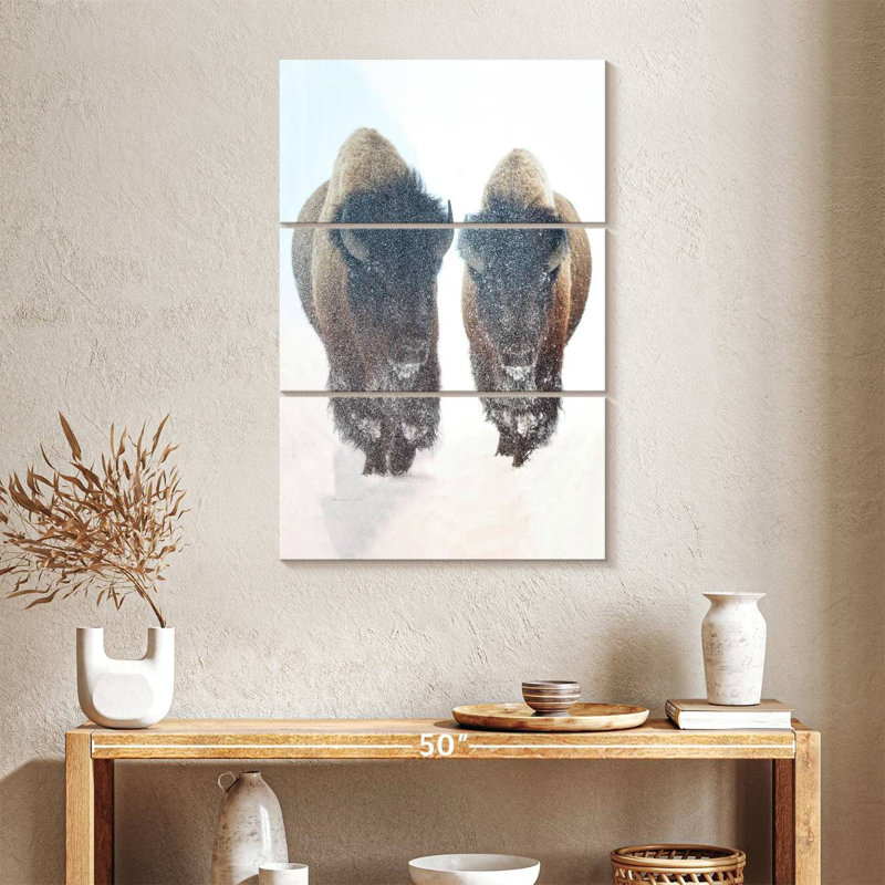 Brampt Bison In A Snow Storm, 38" H x 24" W