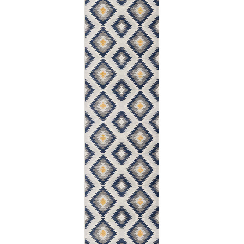 2' X 5' Blue Ikat Kilim Area Rug