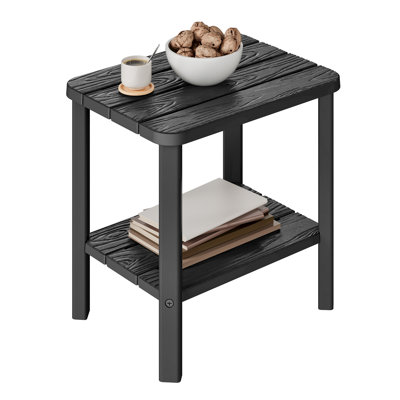 Outdoor Side Table for Patio, 16" HDPE Waterproof Square Storage All-Weather Table
