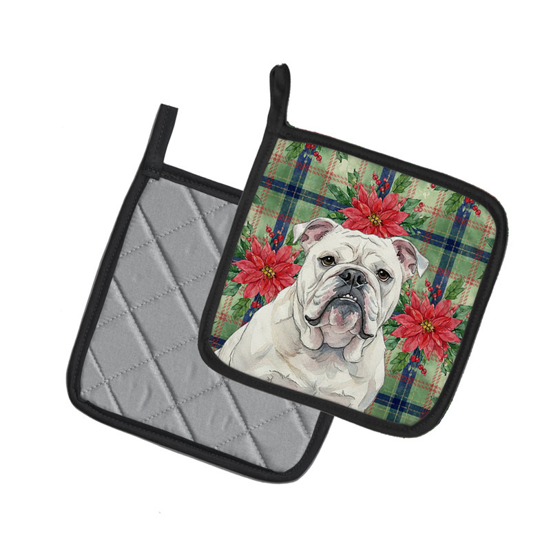 Paire de porte-casseroles en forme de bouledogue anglais blanc