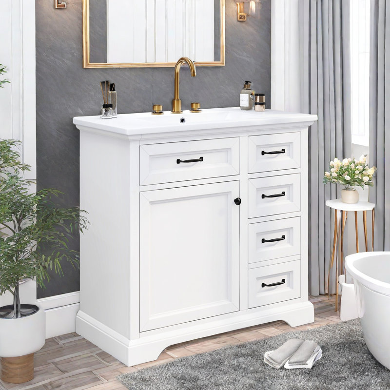 Meuble-lavabo 36 po avec comptoir en céramique, Blanc