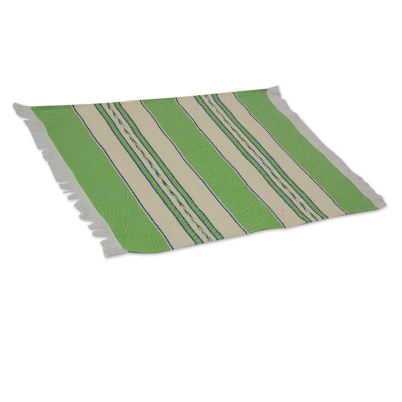 Napperon en coton Zuzanna, Vert / Beige