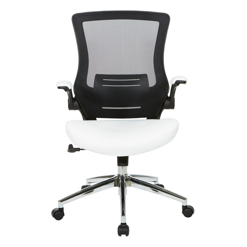 Chaise de travail en similicuir Eliphalet, Noir / blanc