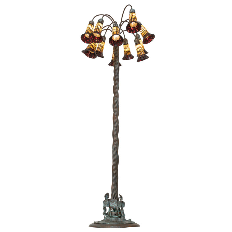 Tiffany Pond Lily Floor Lamp, Red/Amber