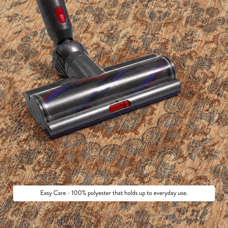 Tapis de qualité supérieure lavable à la machine Villers Global, Cuivre, Tapis de couloir 2 pi 3 po x 7 pi 6 po