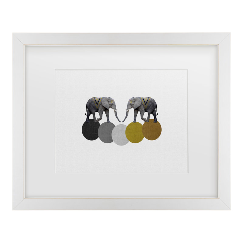Œuvre encadrée «Bachel Orara Studio éléphants», H 13 po x l 16 po