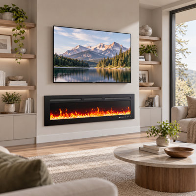Pahl 50" Recessed or Wall Mounted Electric Indoor Fireplace with Smart Control and Remote