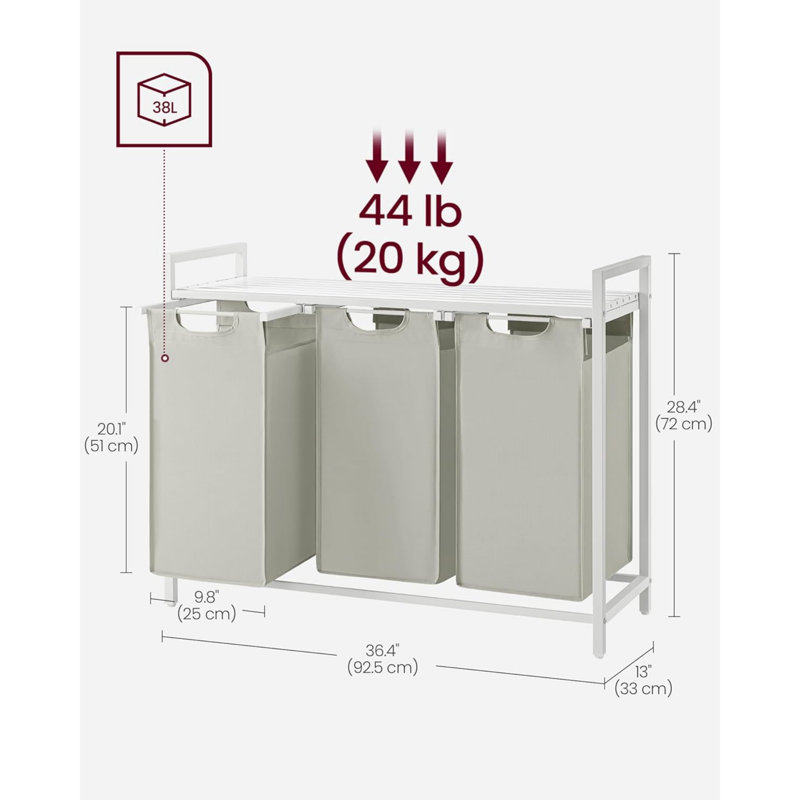 Bamboo Laundry Room Organiser, White/Cream