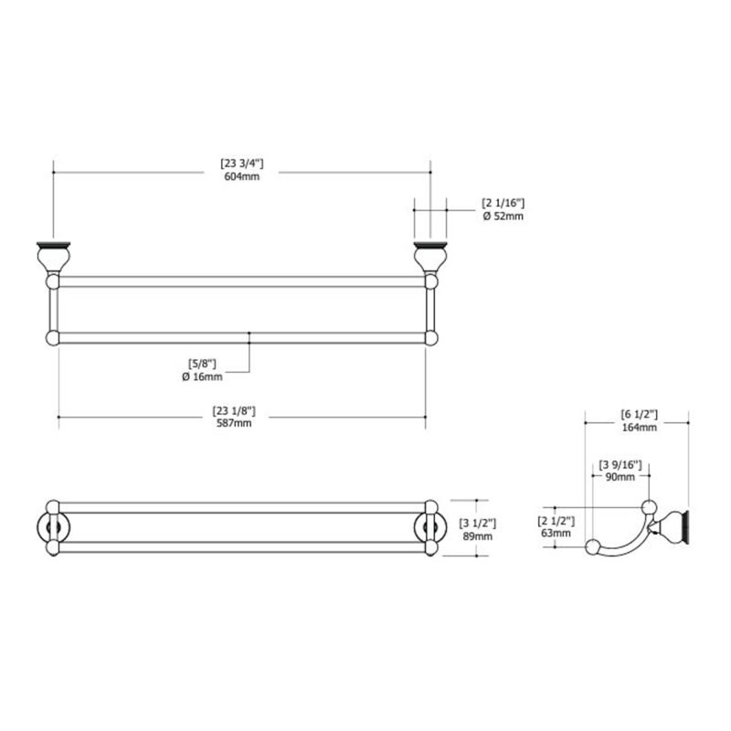 Barre à serviettes double Wallmount par Aqubrass