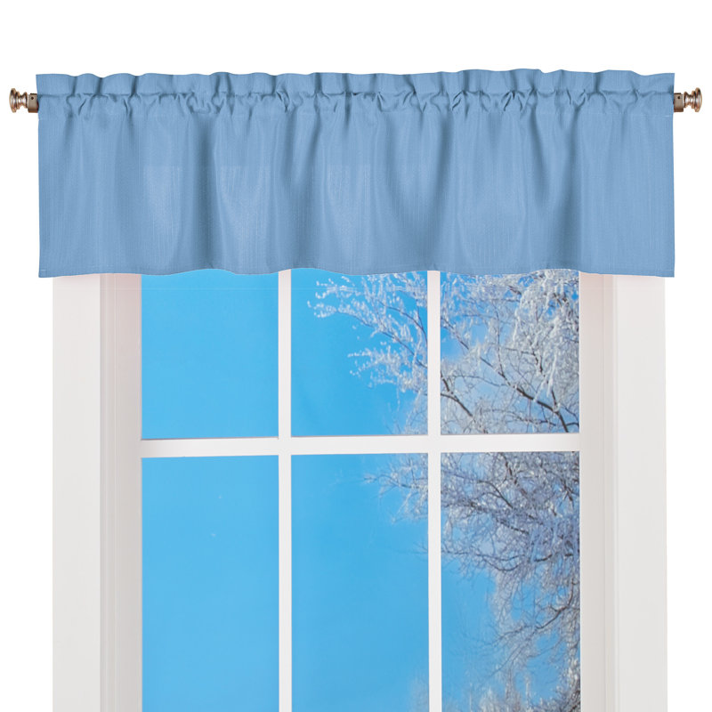 Avellina Ruffled 54'' W Window Valance, Blue