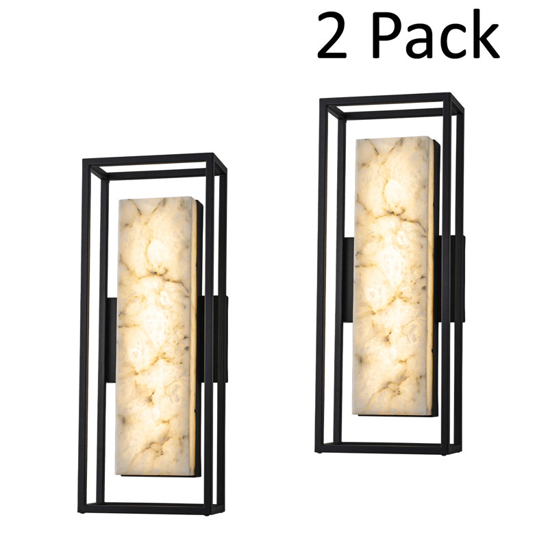 18.5" Modern Spanish Alabaster Integrated LED Outdoor Wall Sconce