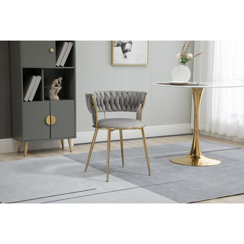 Bernfried 45cm H Velvet Upholstered Metal Side Chair, in Grey