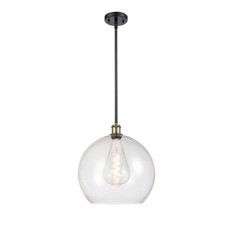 Luminaire suspendu sphérique 1 lumière Cindi, Ampoule non incluse, H 16,38 po x l 13,75 po x P 13,75 po, Laiton antique noir