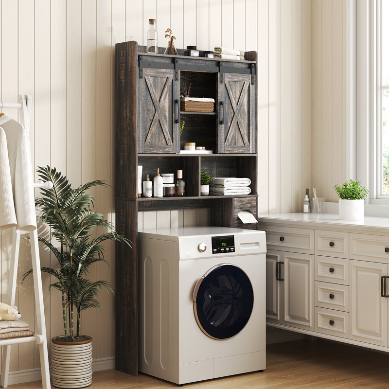 Over The Toilet Storage Cabinet, Dark Rustic Oak