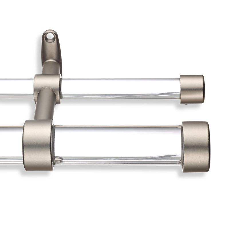 Cambria Designer Series 1 1/8 po de diamètre Tringle à rideaux double en acrylique transparent à longueur fixe avec embout